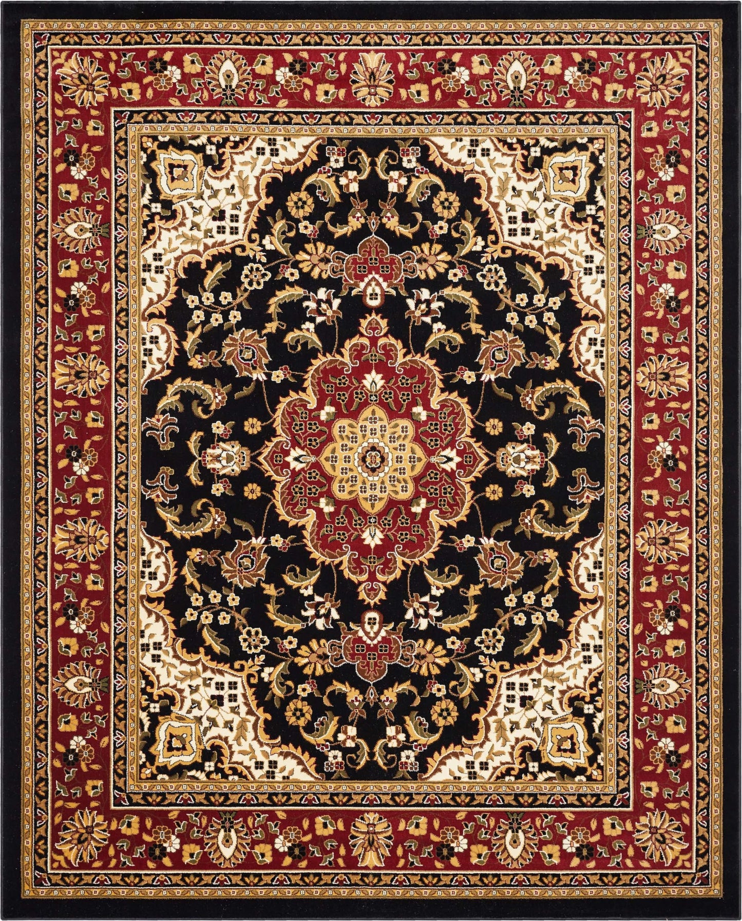 Well Woven Barclay Collection Medallion 5x7 Black Area Rug - for Living Room, Bedroom, and Dining Room