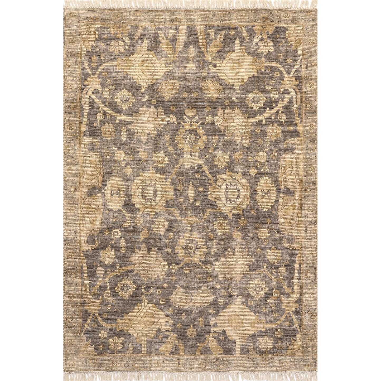 Rugs USA Marigold Vintage Tasseled Area Rug, 6x9, Dark Brown