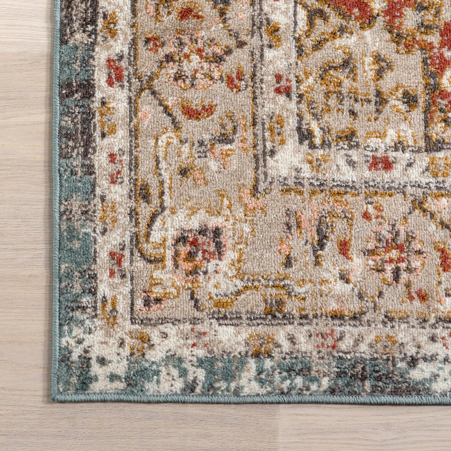 nuLOOM Performance Oriental Style Area Rug, Vintage Design, Durable, Easy to Clean, Justine Beige, Oval 4' x 6'