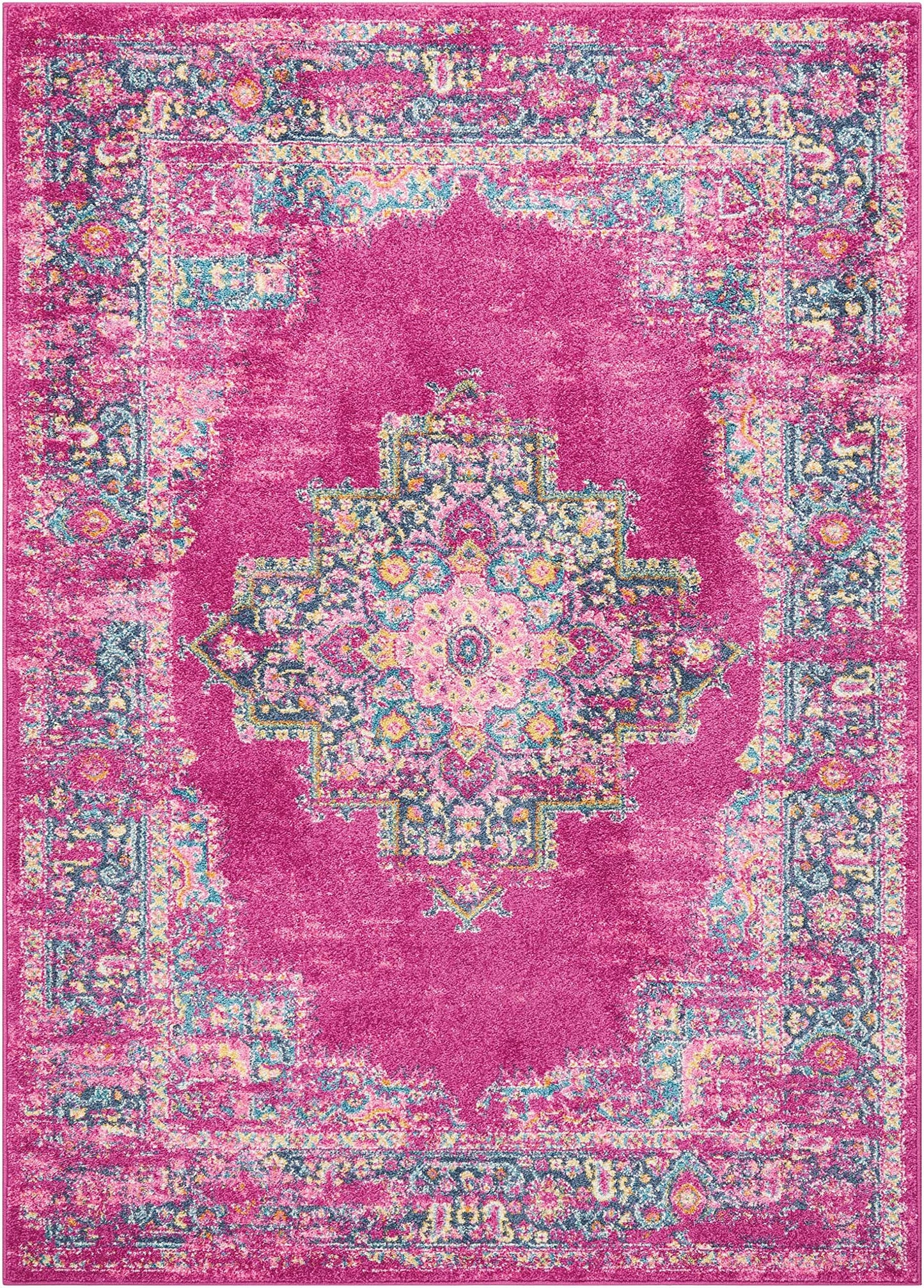 Nourison Home Passion Fuchsia 6'7" x 9'6" Area Rug - Easy Clean, Non Shedding, Bed Room, Living Room, Dining Room, Kitchen (7' x 10')