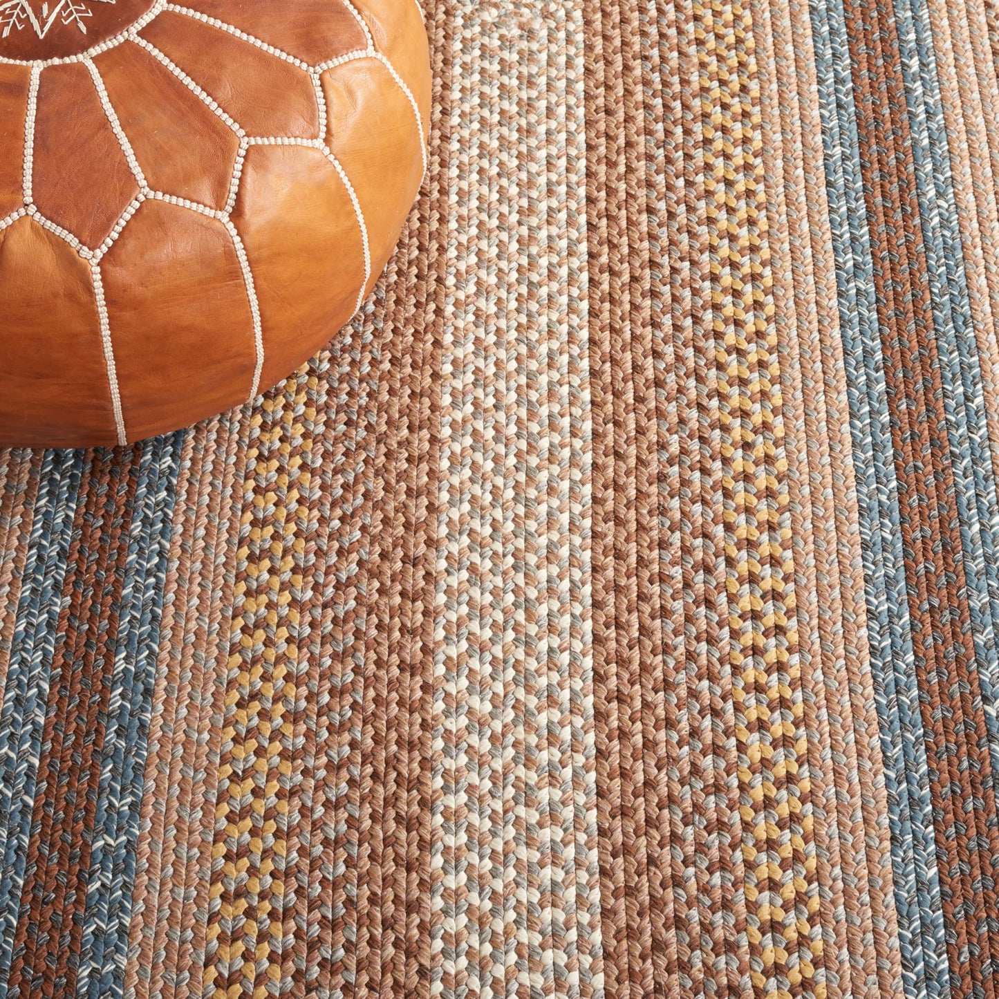 SAFAVIEH Washable Rug Outdoor Braided Collection - 7'x 10', Brown & Multi, Handmade & Reversible, Non-Shedding & Easy to Clean, Ideal for Patio, Backyard, Mudroom (BRD313A)