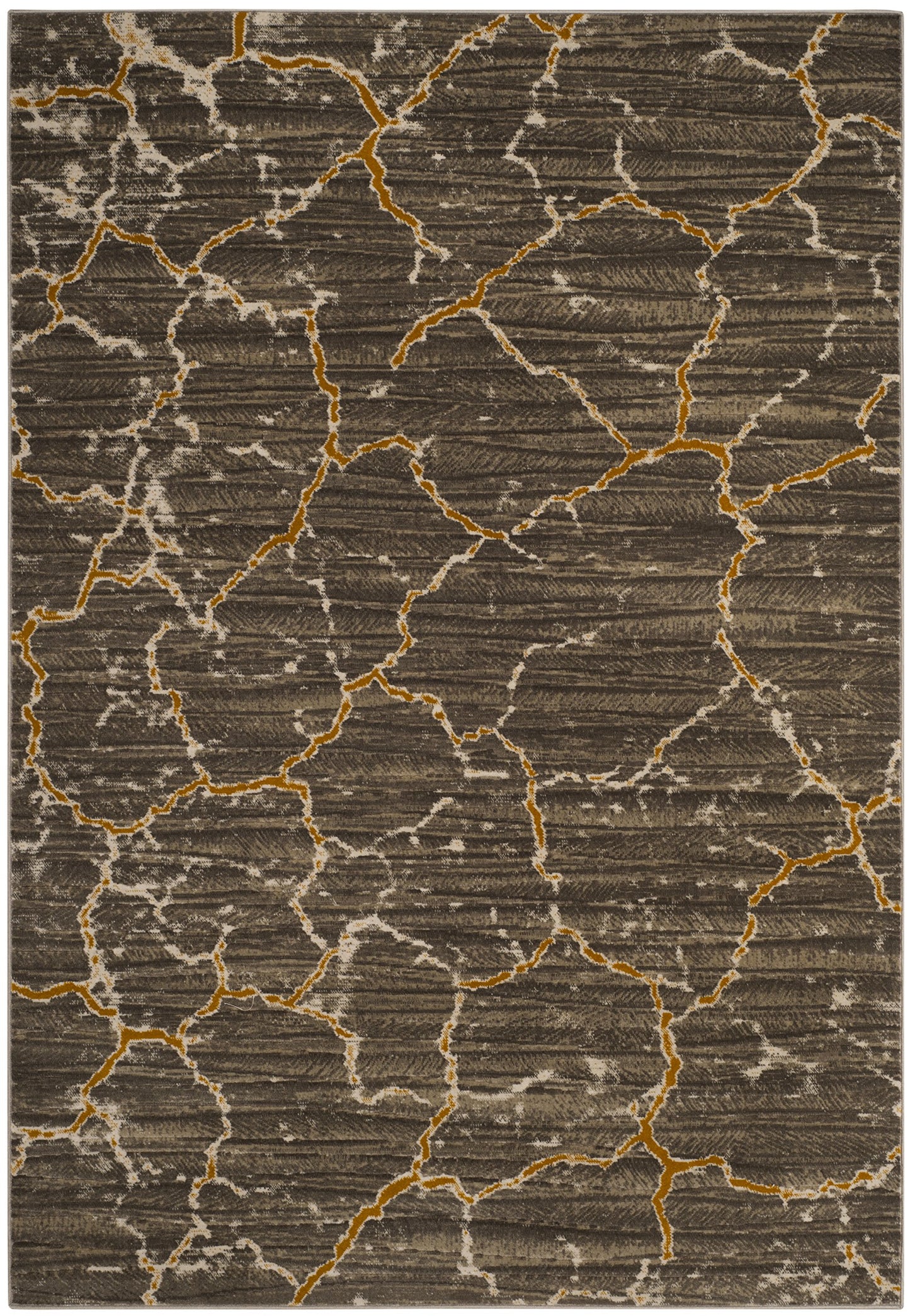 SAFAVIEH Porcello Collection Accent Rug - 4'1" x 6', Dark Grey & Yellow, Modern Abstract Design, Non-Shedding & Easy Care, Ideal for High Traffic Areas in Entryway, Living Room, Bedroom (PRL7738C)