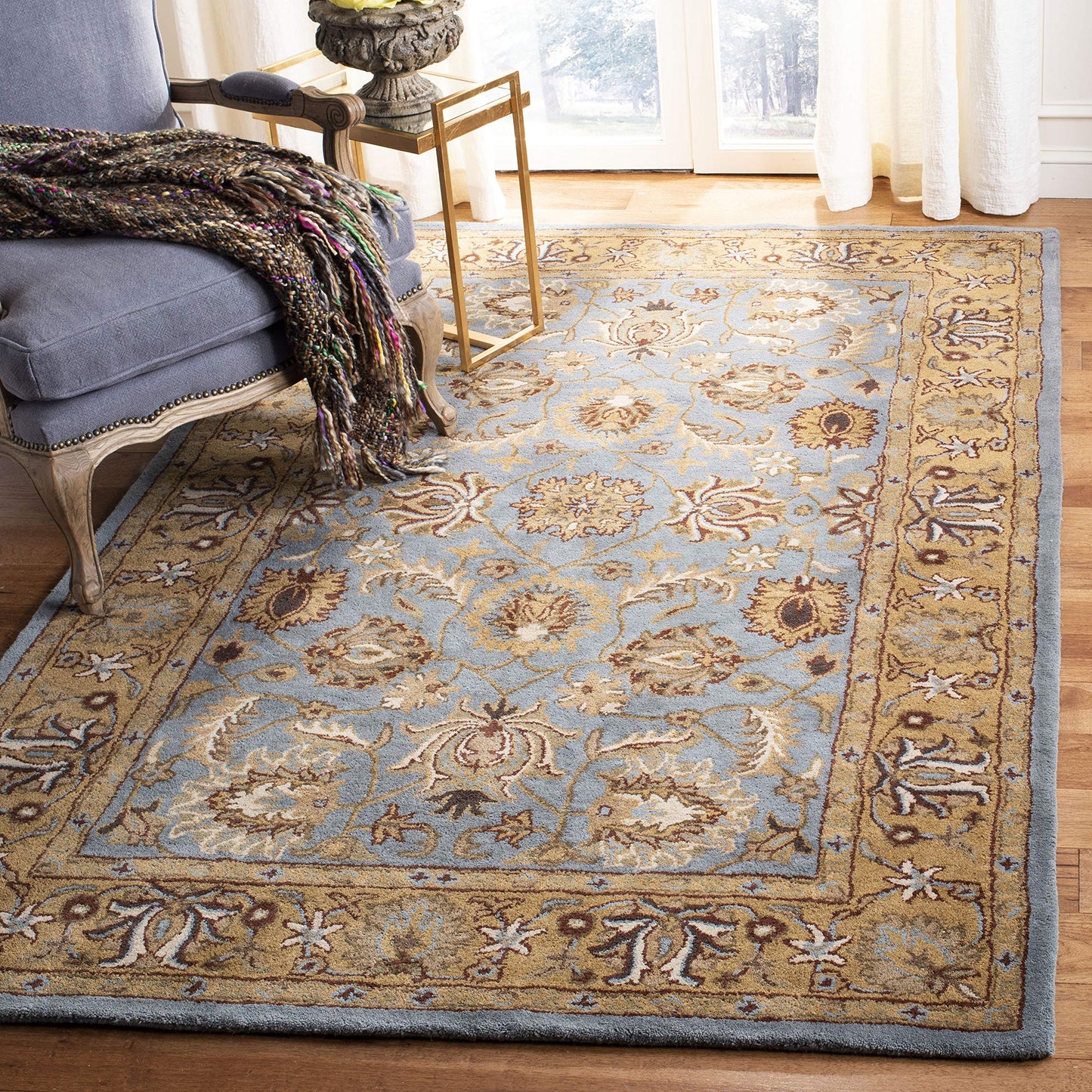 SAFAVIEH Heritage Collection X-Large Area Rug - 11' x 17', Blue & Gold, Handmade Traditional Oriental Wool, Ideal for High Traffic Areas in Living Room, Bedroom (HG958A)