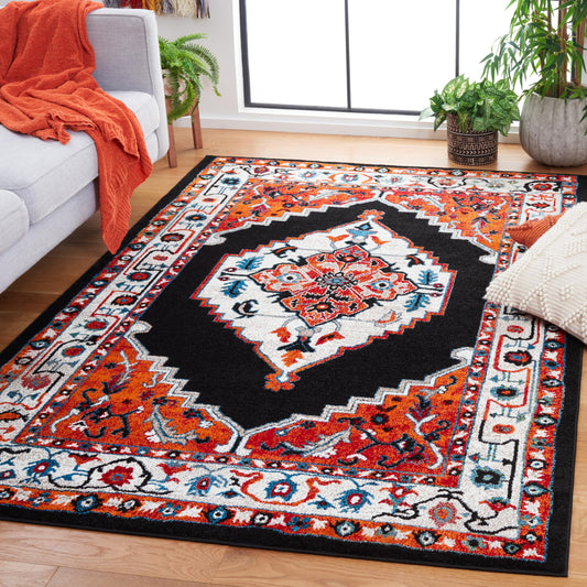 SAFAVIEH Vintage Hamadan Collection Accent Rug - 4' x 6', Red & Black, Medallion Design, Non-Shedding & Easy Care, Ideal for High Traffic Areas in Entryway, Living Room, Bedroom (VTH225P)