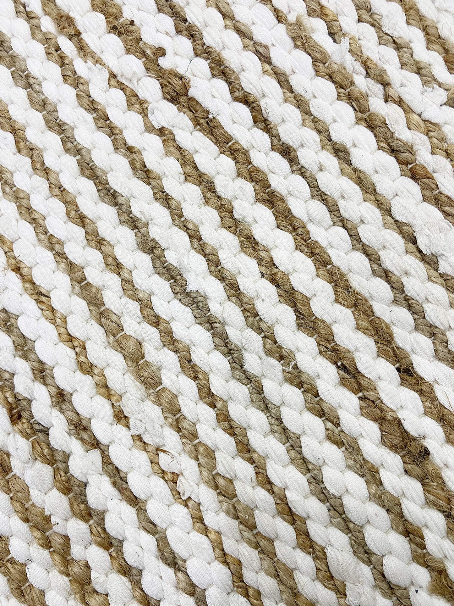 Ramanta Home Jute Cotton Rug 24x36 Inches Natural White, Handwoven Small Farmhouse Stripe Design Floor Rugs for Kitchen, Bedroom, Living Room, Entrance, Indoor | Accent Reversible for Home Décor