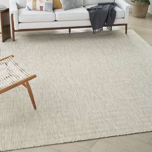 Nourison Home Courtyard Ivory Silver 9' x 12' Area Rug - Easy Clean, Non Shedding, Bed Room, Living Room, Dining Room, Kitchen (9' x 12')