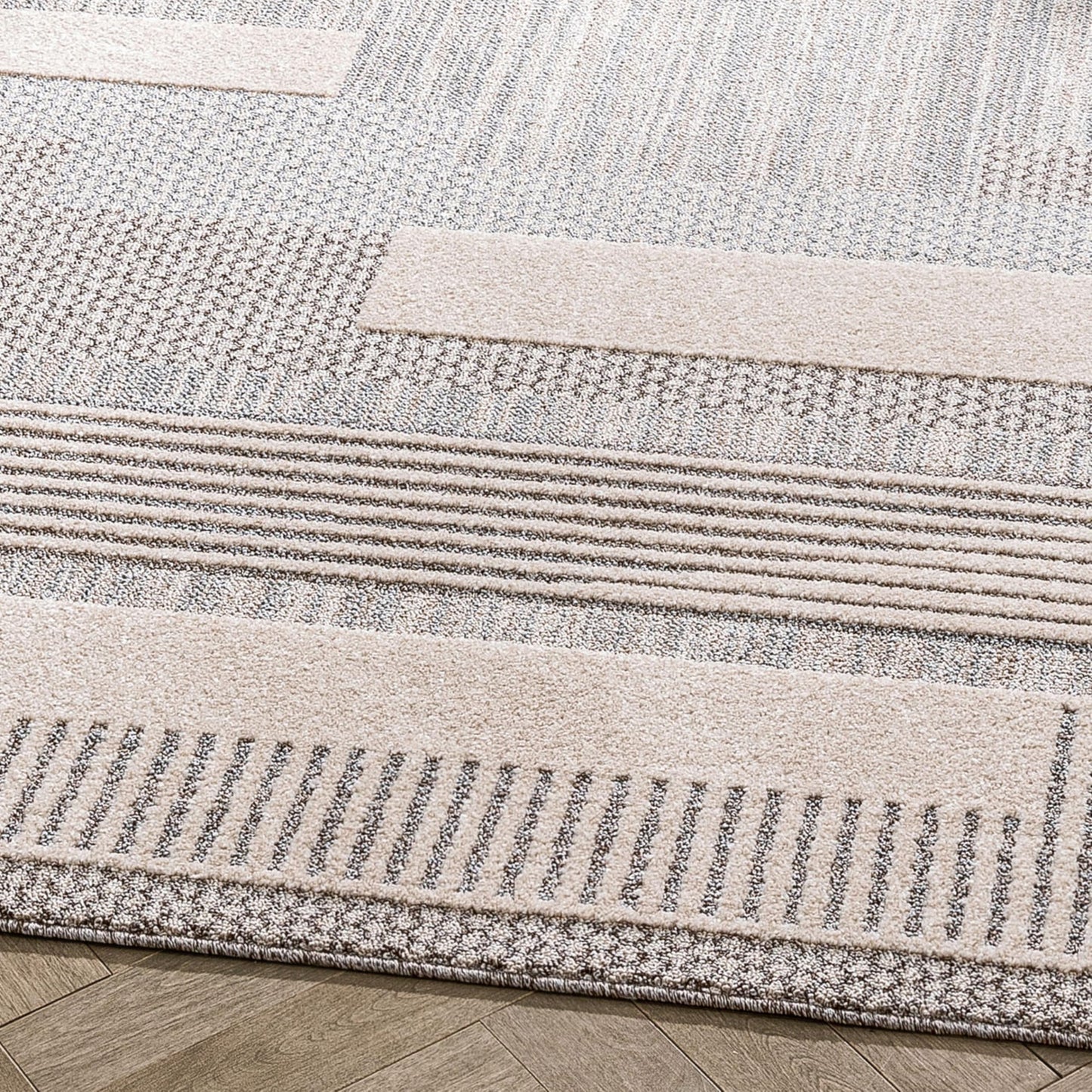 Well Woven Harlow Collection Briar Beige - Modern Tribal Minimalist Geometric 5x7 Area Rug - Ideal for Living Room, Dining Room & Bedroom - Durable, Stain Resistant & Easy to Clean