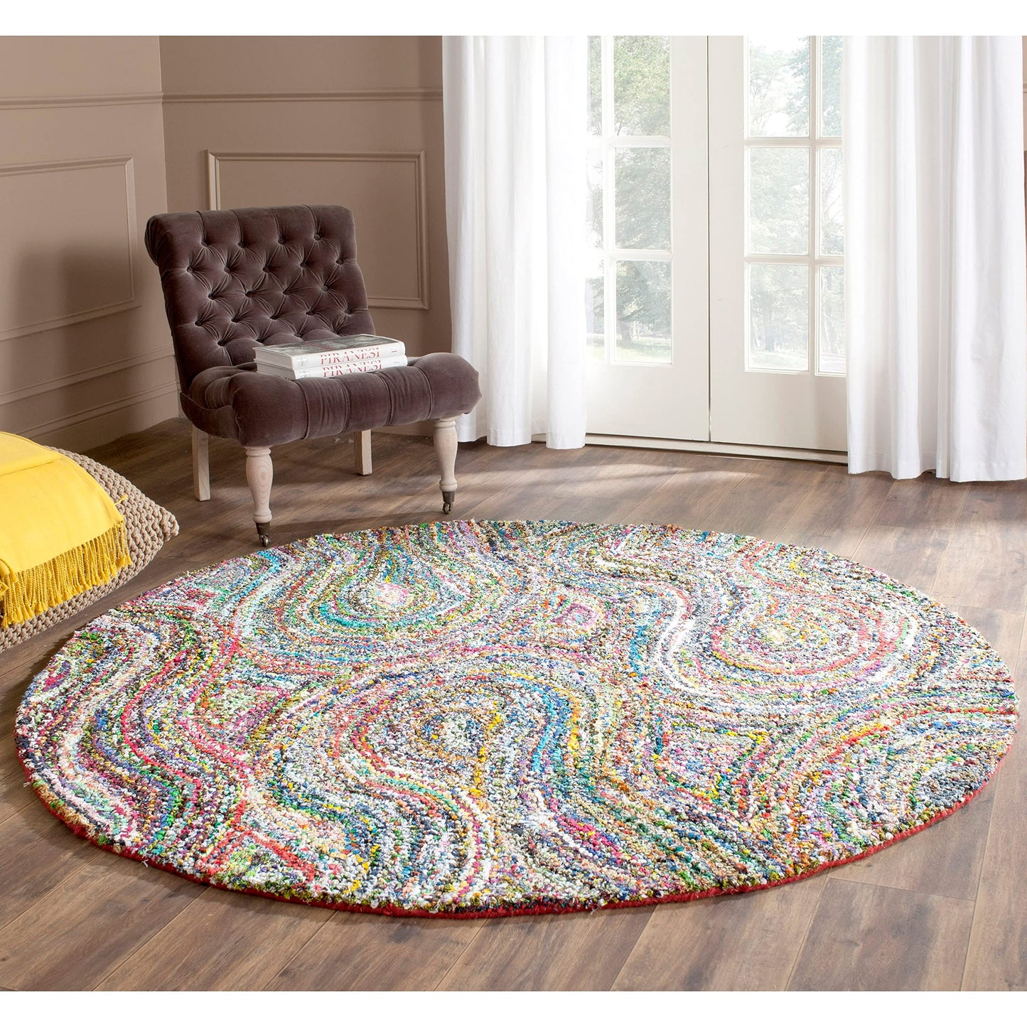 SAFAVIEH Nantucket Collection Accent Rug - 2'3" x 4', Multi, Handmade Boho Abstract Burst Cotton, Ideal for High Traffic Areas in Entryway, Living Room, Bedroom (NAN437A)