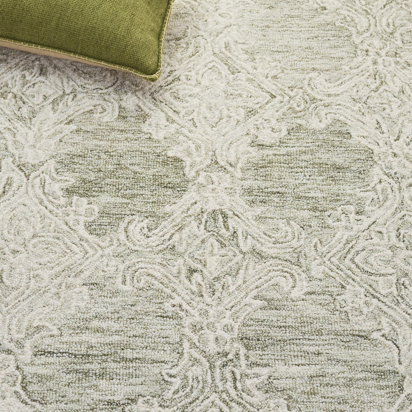 SAFAVIEH Abstract Collection Runner Rug - 2'3" x 8', Green & Ivory, Handmade Wool, Ideal for Hallway, Foyer, Entryway, Bedroom (ABT561Y)