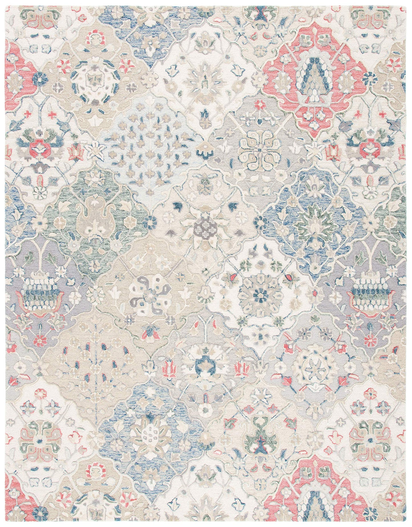 SAFAVIEH Glamour Collection 8' x 10' Ivory/Red GLM622A Handmade Premium Wool Area Rug