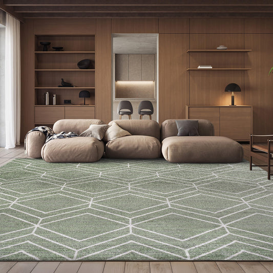 SAFAVIEH Area Rug 8x10 - Adirondack Collection - Large - Sage & Ivory, Modern Geometric Design, Non-Shedding & Easy Cleaning, Ideal for Living Room, Bedroom, Office, Dining Space (ADR241Y)