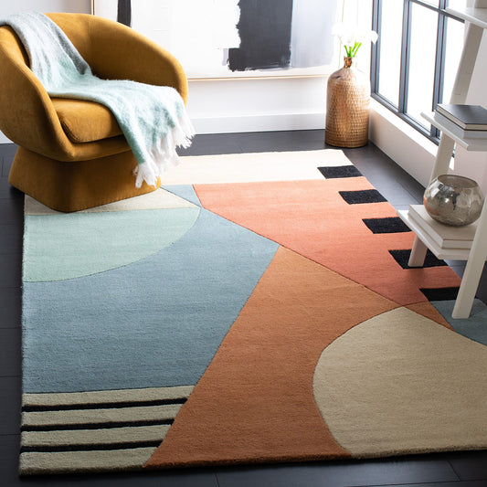 SAFAVIEH Rodeo Drive Collection Area Rug - 6' x 9', Gold, Handmade Mid-Century Modern Abstract Wool, Ideal for High Traffic Areas in Living Room, Bedroom (RD863A)