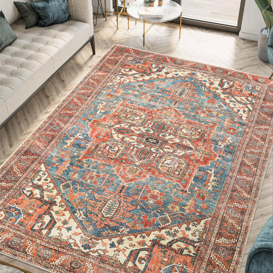 Keen Home Design 3x5 Rug - Machine Washable Entry Rug with Non-Slip Backing, Ideal for Enteryway, Kitchen, Bathroom, Laundry Room - Vintage, Easy Clean, Durable, Low Pile Rug - (3' x 5')