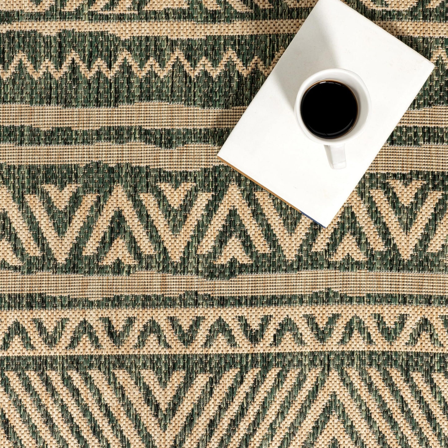 nuLOOM Outdoor Performance Abbey Green/Brown, 5' x 8', Tribal, Soft and Cozy, High Traffic, Performance, Weather Resistant Area Rug for Indoor/Outdoor Patio, Deck, Porch, Garden, Courtyard
