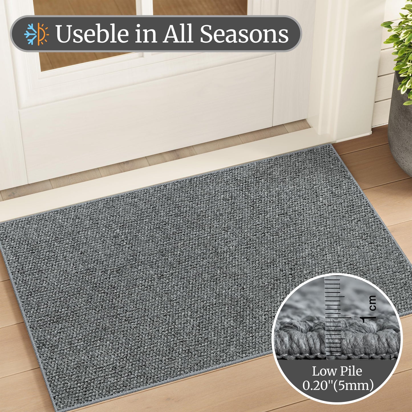 COSOSA Washable Faux Sisal Rug, 10x14 Firm Textured Woven Mat, Indoor-Outdoor Non-Slip Easy-Clean Area Rug, Solid Modern Carpet for Living Room, Bedroom, Kitchen, Entryway, Grey