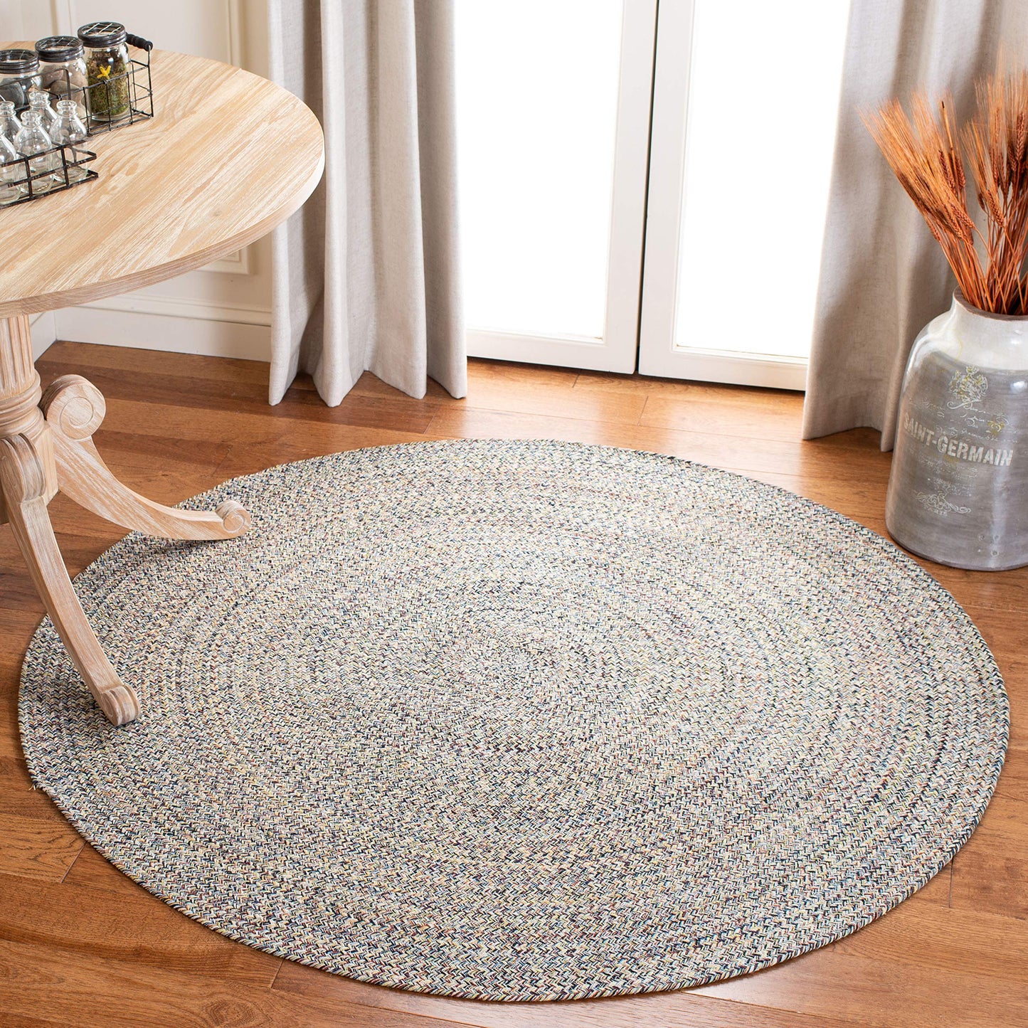 SAFAVIEH Braided Collection 5' Round Blue/Ivory BRD701M Handmade Country Cottage Reversible Cotton Area Rug