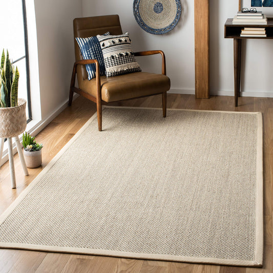 SAFAVIEH Area Rug 6x9 - Natural Fiber Collection - Marble & Beige, Sisal, Woven Design with Border (NF143C)