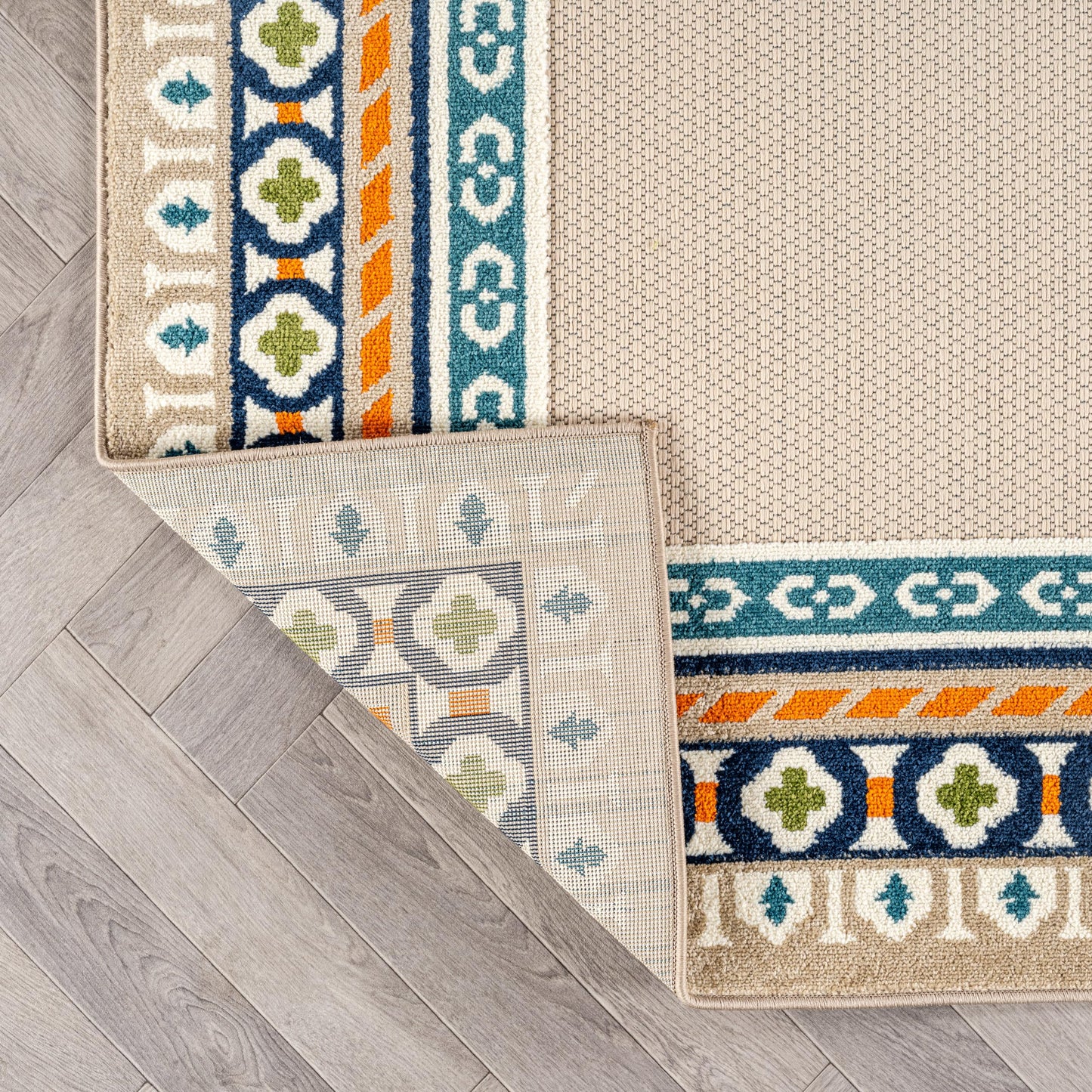 Rugshop Indoor/Outdoor High-Low Textured Area Rug, Coastal Border, Easy-Clean Patio Rug for Porch Deck Balcony 6' 6" x 9' Multi