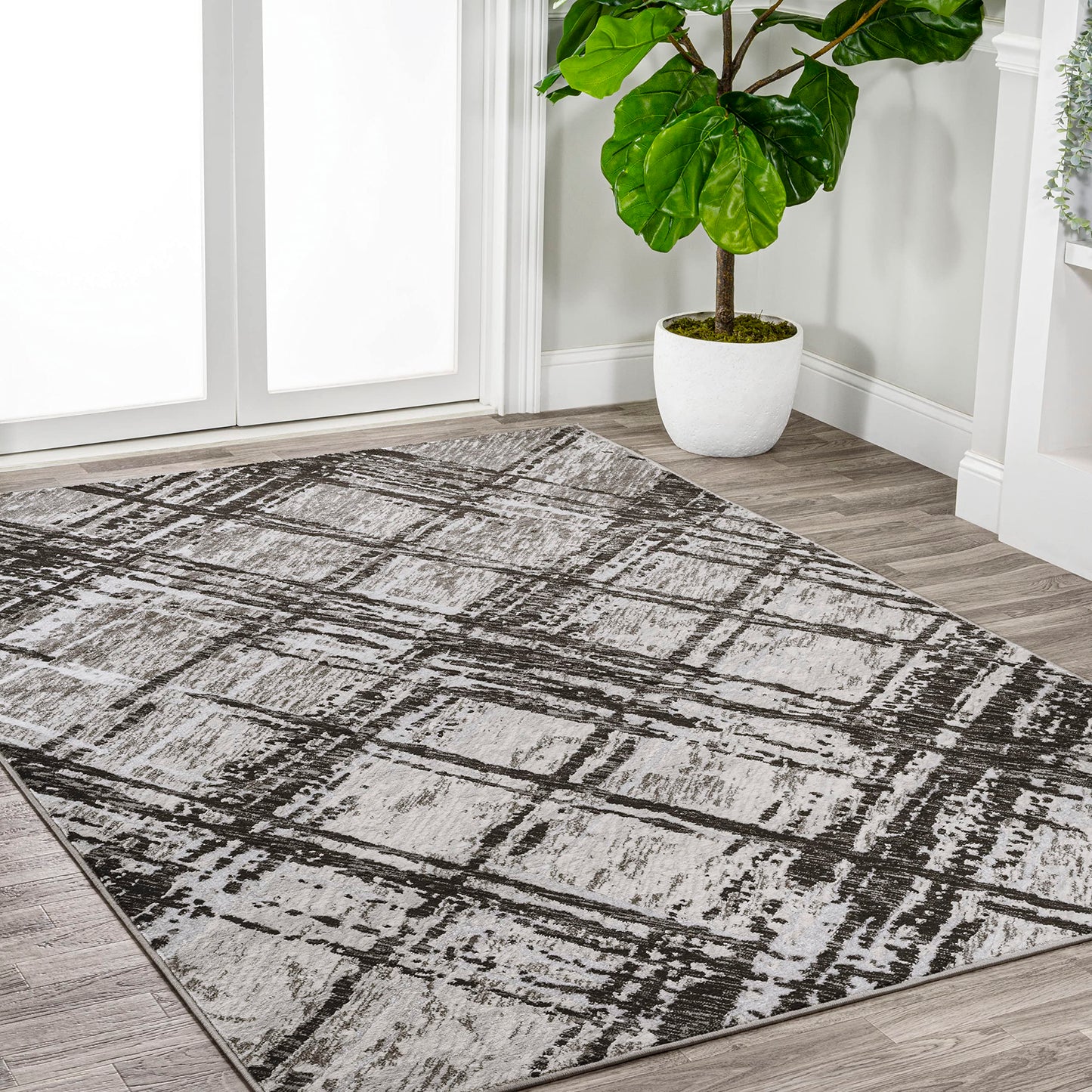 JONATHAN Y Slant Abstract Black/Gray Indoor Area Rug 3X5 ft, Modern for Living Room, Bedroom, Kitchen, Office, Easy-Cleaning, High Traffic, Pet-Friendly, Non-Shedding SOR201D-3