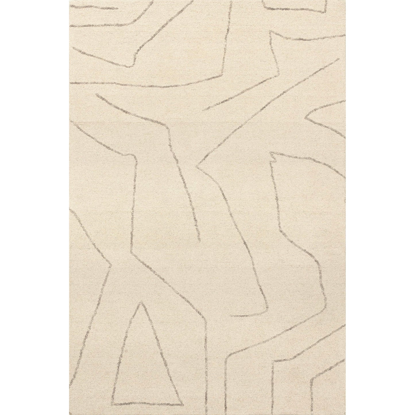 Rugs USA Mulholland Cream, 6' x 9', Geometric, Handmade, Wool, Soft and Cozy, High Traffic, Stain Resistant, Easy Clean, Durable Area Rug for Bedroom, Living Room, Dining, Den, Foyer, Entryway