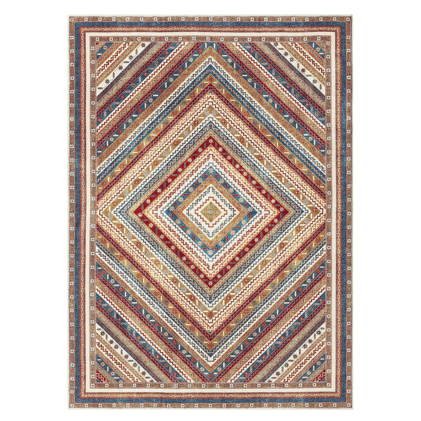 Keen Home Design 5x7 Rug - Machine Washable Area Rug with Non-Slip Backing, Ideal for Living Room, Dining Room, Bedroom - Vintage, Easy Clean, Durable, Low Pile Rug - (5' x 7')