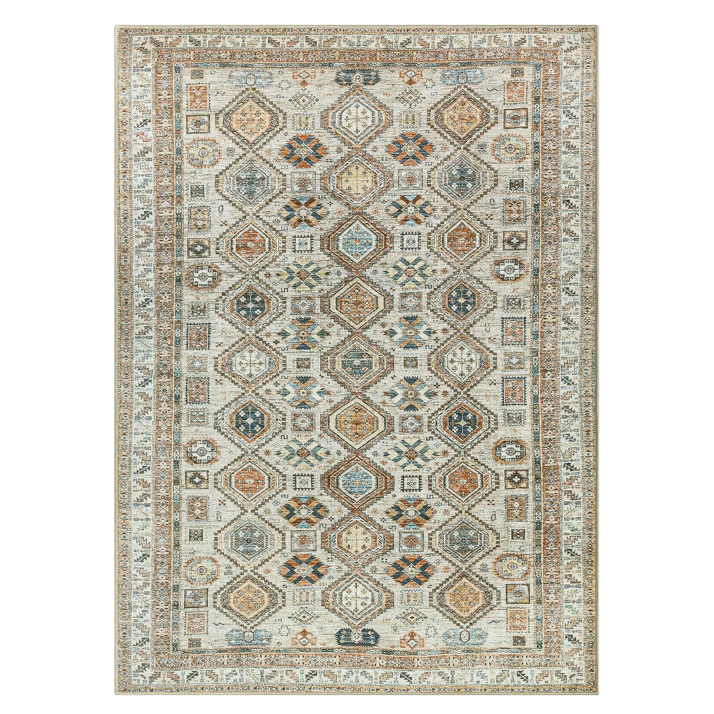 Keen Home Design 48"x72" Rug - Machine Washable Area Rug with Non-Slip Backing, Ideal for Living Room, Dining Room, Bedroom - Vintage, Easy Clean, Durable, Low Pile Rug - (4' x 6')