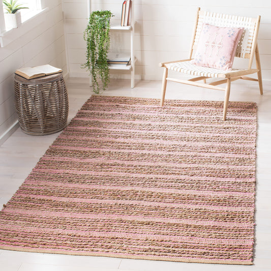 SAFAVIEH Cape Cod Collection Accent Rug - 4' x 6', Light Pink, Handmade Flat Weave Jute, Ideal for High Traffic Areas in Entryway, Living Room, Bedroom (CAP851E)