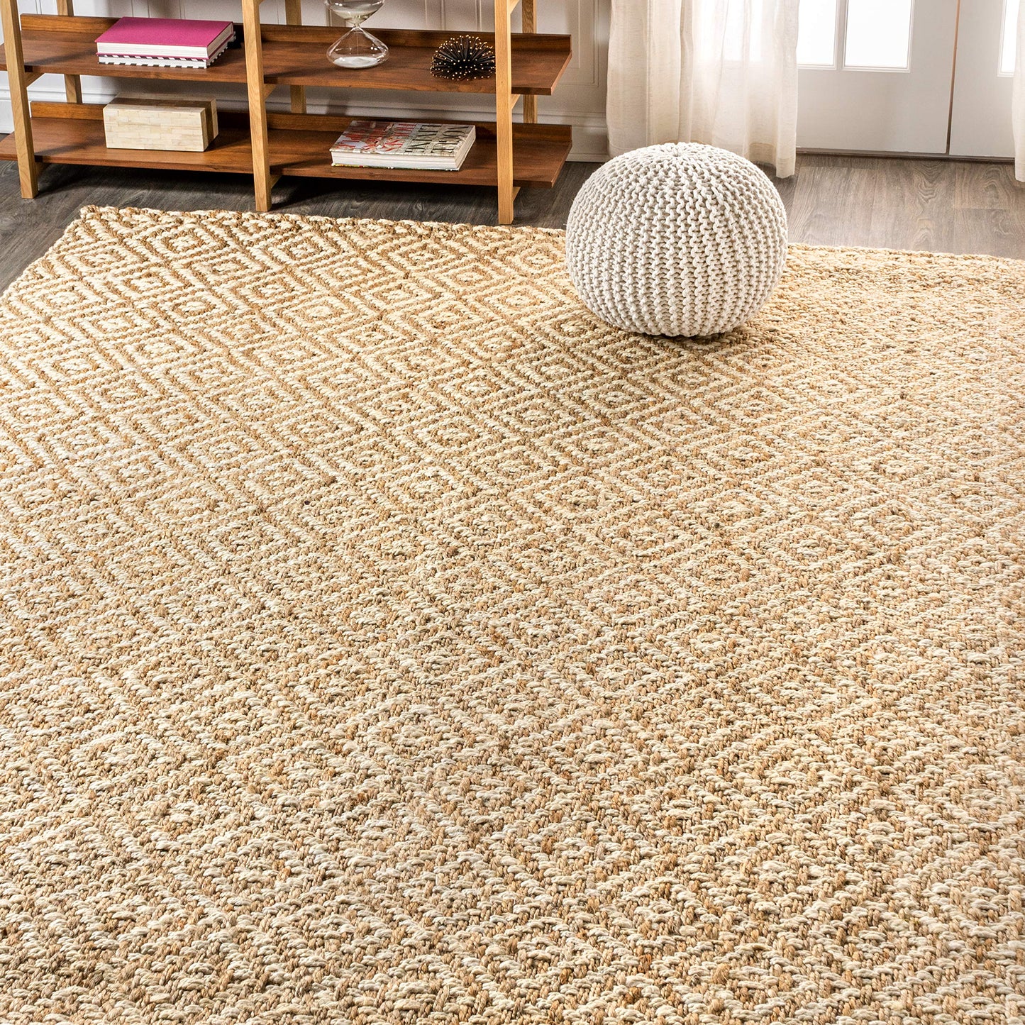 JONATHAN Y Hira Hand Woven Diamond Chunky Jute Natural Indoor Area Rug, 3x5, Bohemian, Transitional, Easy-Cleaning for Living Room, Bedroom, Kitchen, Pet Friendly, Non-Shedding (NFR100A-3)