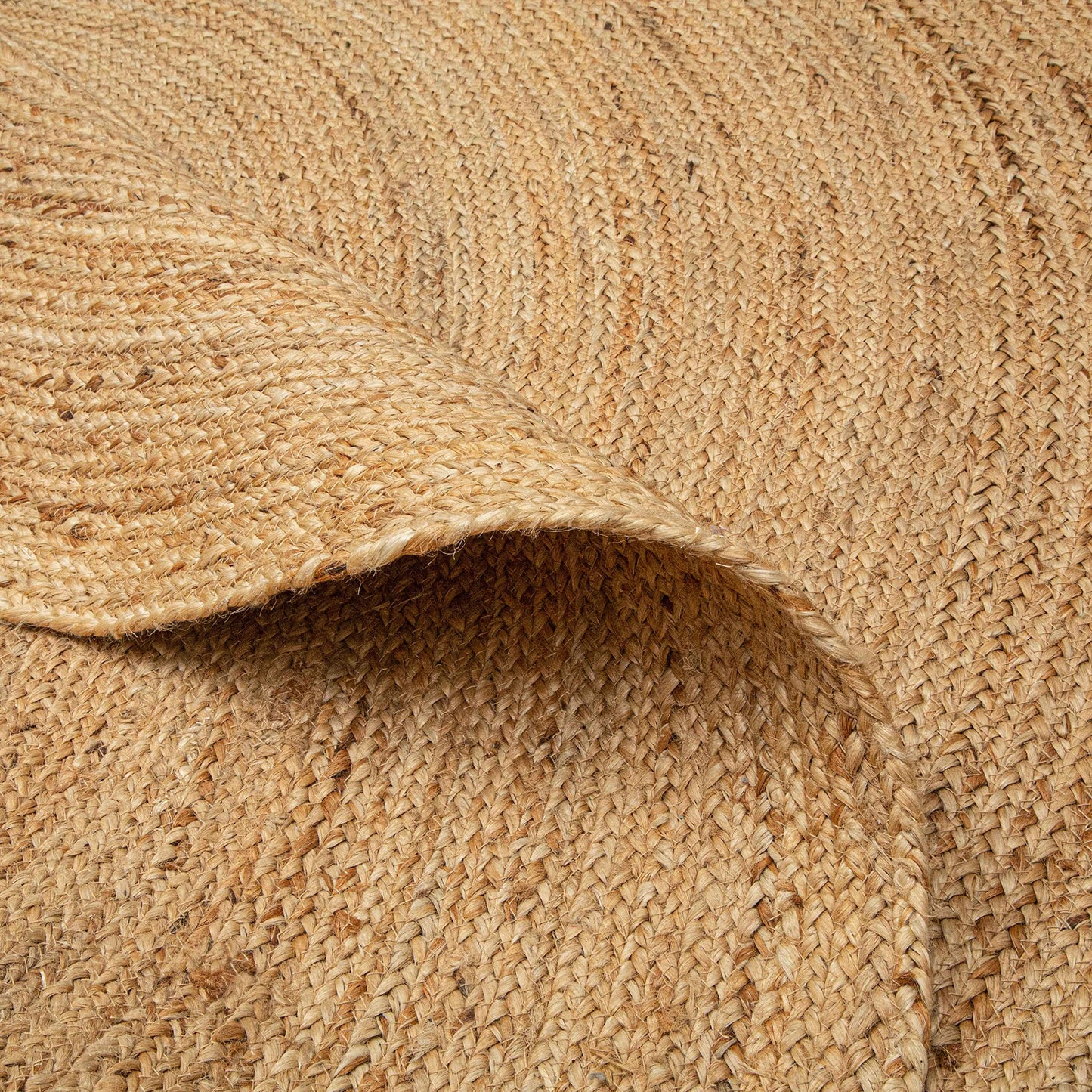 Hausattire Hand Woven Jute Braided Rug, 3’ Round – Natural, Reversible Boho Entry Area Rugs for Kitchen, Living Room I Farmhouse Decorative Floor Rug, 3 Feet Round