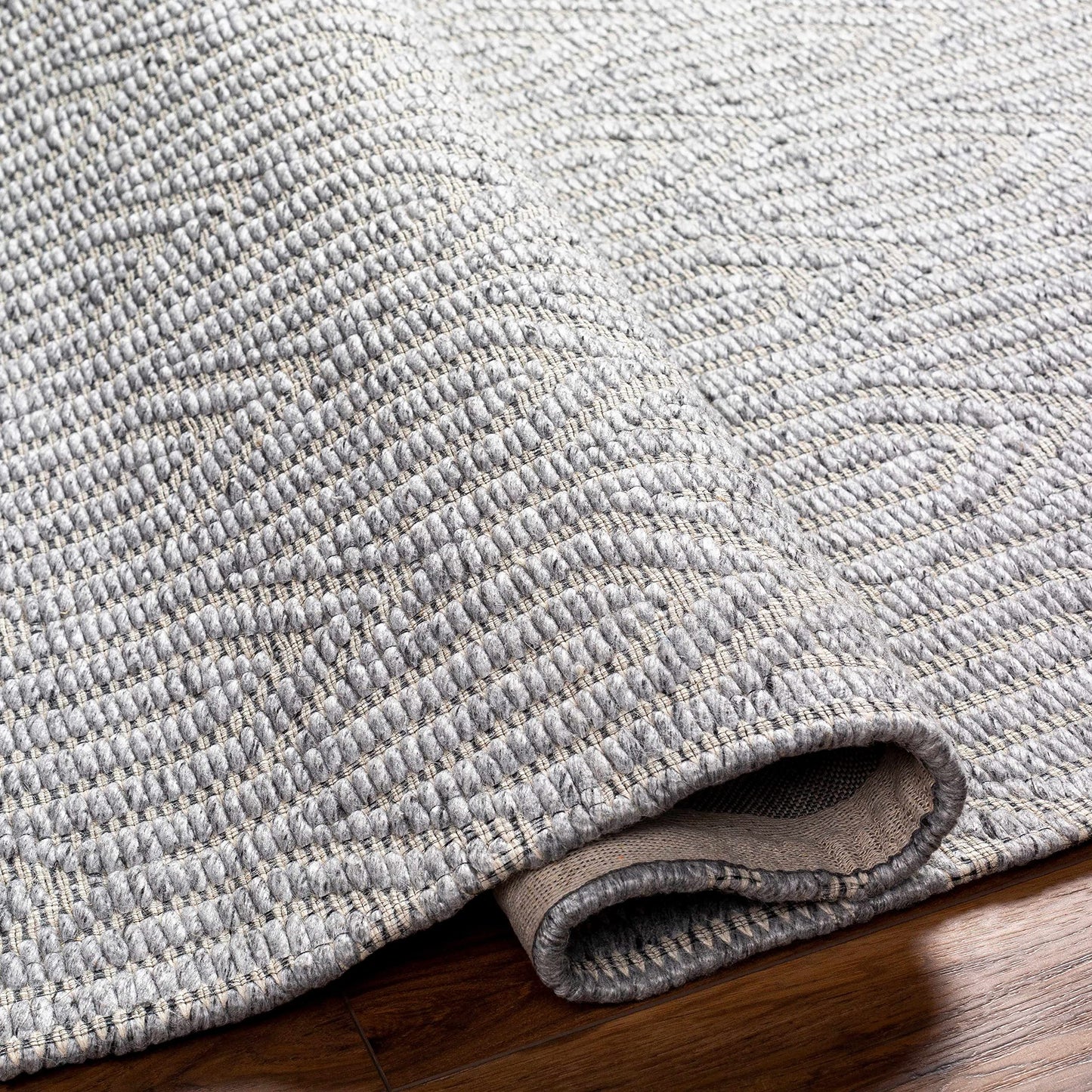 Hauteloom Peri Recycled Material Area Rug - Geometric Abstract Border Scalloped Diamond - Contemporary Modern Minimalist Transitional Scandinavian - Gray, Cream, Black, Beige, Charcoal - 2' x 3'