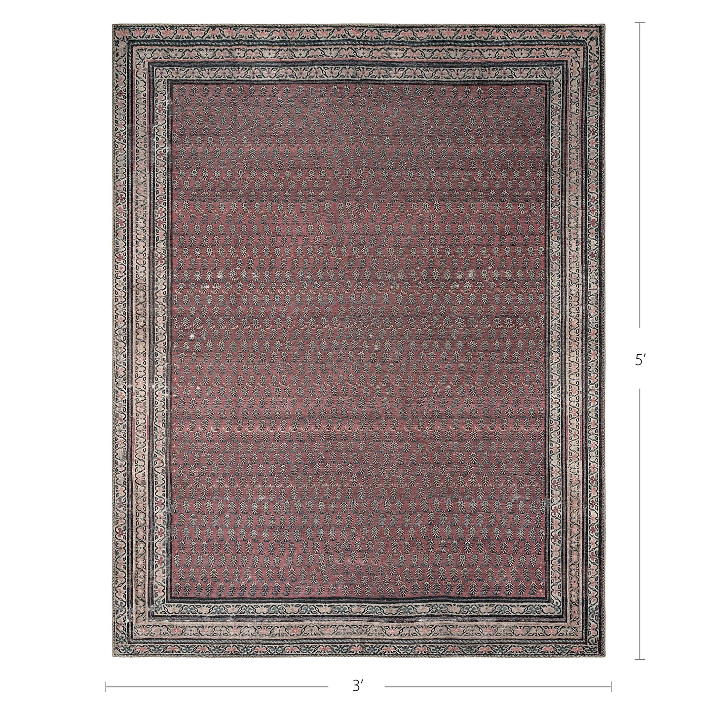 KNOTTING MATTERS Rusty Rhythm 3’ x 5’ Area Rug – Deep Rust & Charcoal Heritage Flatweave, Low-Pile – Easy Clean Accent Rug – Perfect for Entryway, Hallway, Kitchen, Bedroom – Pet & Kid Friendly
