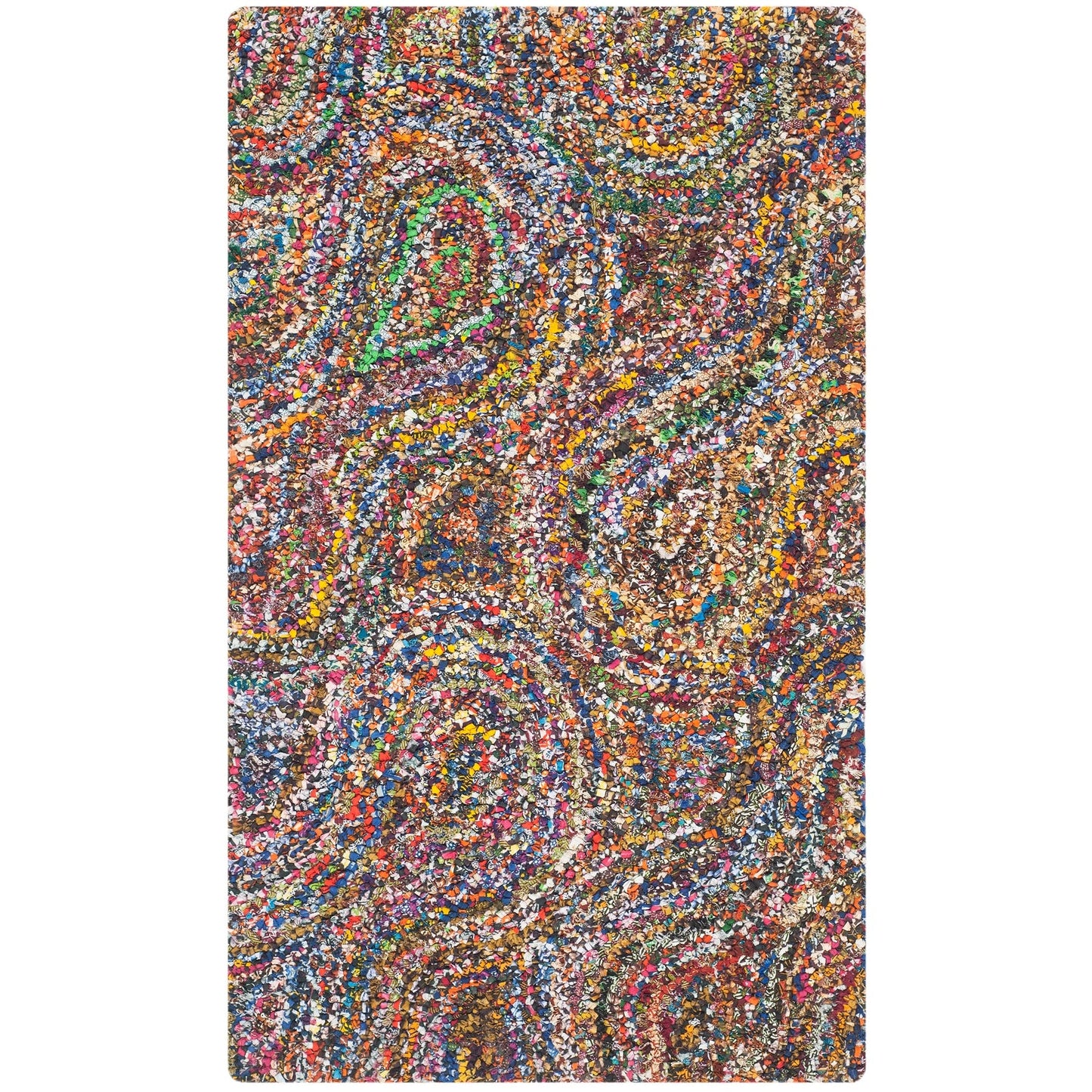 SAFAVIEH Nantucket Collection Accent Rug - 2'3" x 4', Multi, Handmade Boho Abstract Burst Cotton, Ideal for High Traffic Areas in Entryway, Living Room, Bedroom (NAN437A)