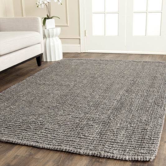 SAFAVIEH Area Rug 5x8 - Natural Fiber Collection - Light Grey, Handmade Jute, Farmhouse Style, Chunky Textured Thick Pile (NF447G)