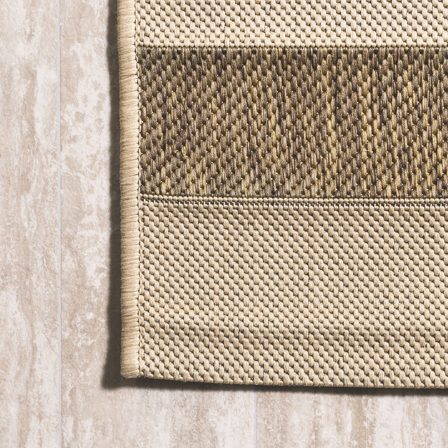 JONATHAN Y Wide Stripe Indoor Outdoor Area Rug 4X6 Beige/Brown, Aveiro for Backyard, Patio, Porch, Easy-Cleaning, High Traffic, Pet-Friendly, Non-Shedding (SMB112A-4)