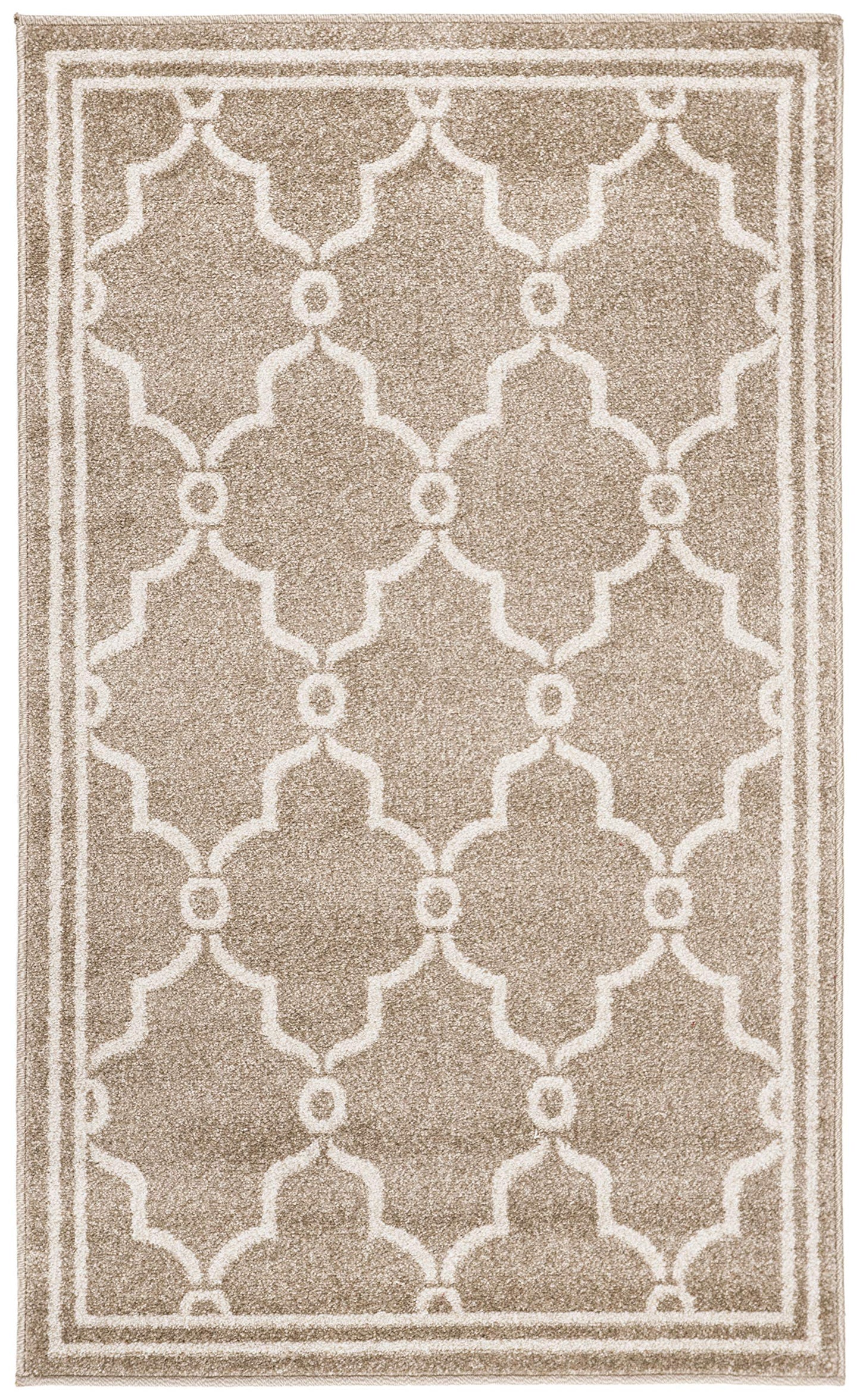 SAFAVIEH Amherst Collection Accent Rug - 3' x 5', Wheat & Beige, Trellis Design, Non-Shedding & Easy Care, Ideal for High Traffic Areas in Entryway, Living Room, Bedroom (AMT414S)