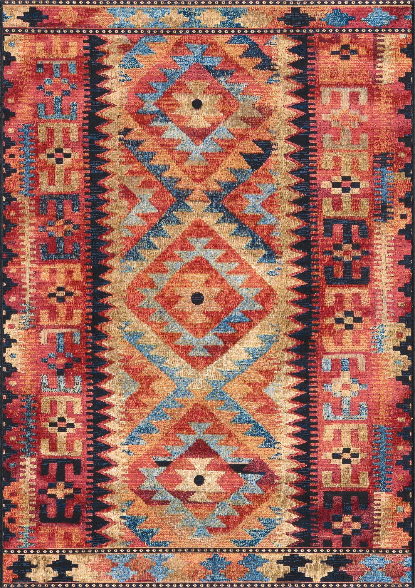 Unique Loom Outdoor Tribal Collection Area Rug - Tortuguero (4' x 6' Rectangle, Multi/ Blue)