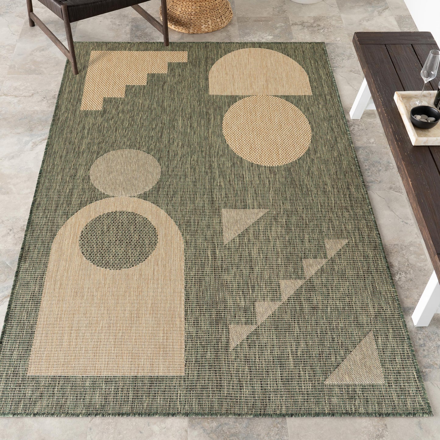 Nuloom Outdoor Performance Tayla Green/Brown, 4' x 6', Abstract, Soft and Cozy, High Traffic, Stain Resistant, Easy Clean, Durable Area Rug for Indoor/Outdoor Patio, Deck, Porch, Garden, Courtyard