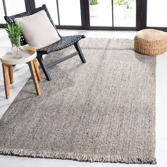 SAFAVIEH Natural Fiber Collection Accent Rug - 3' x 5', Grey & Natural, Handmade Woven Fringe Jute, Ideal for High Traffic Areas in Entryway, Living Room, Bedroom (NF826F)