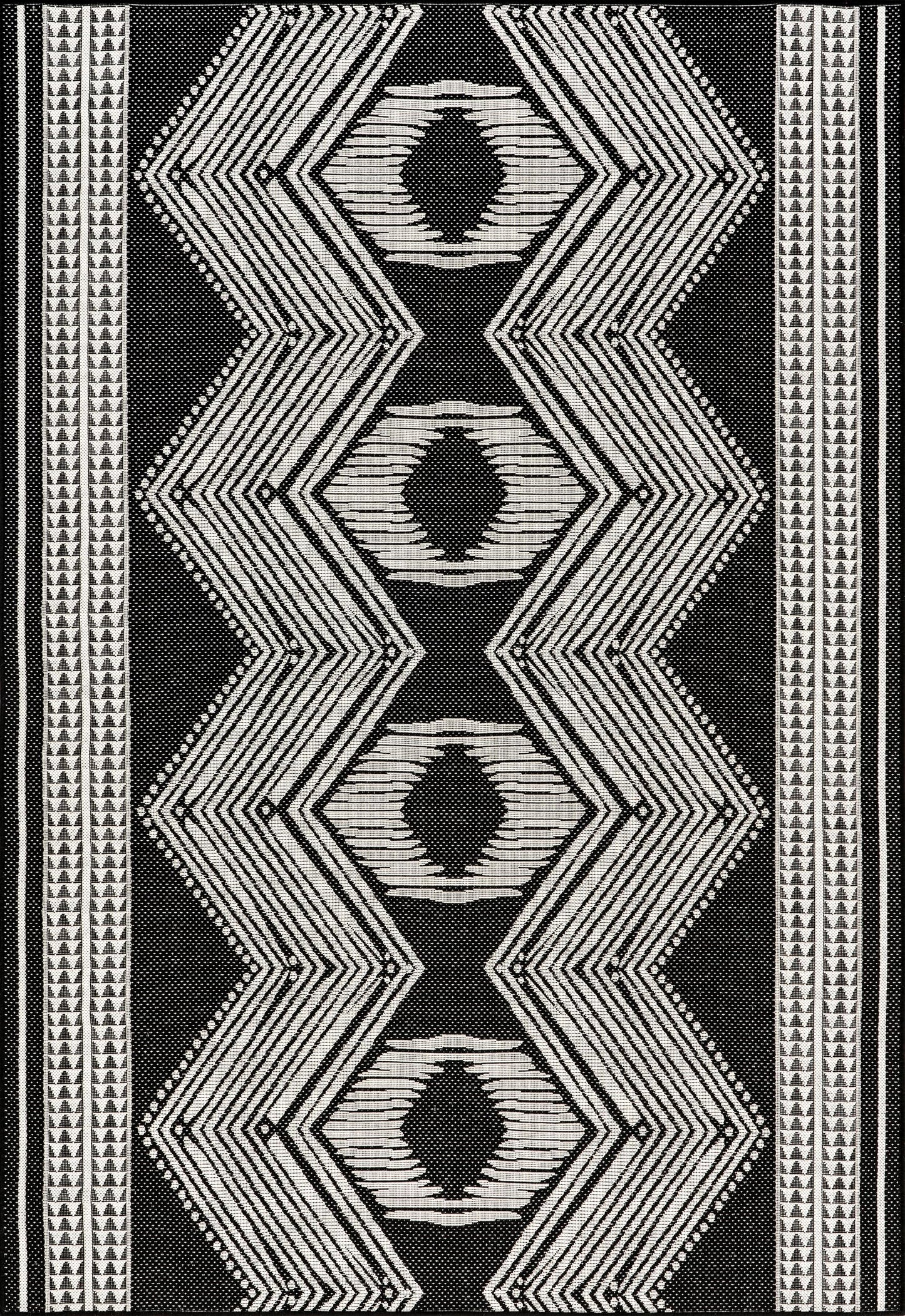 Nuloom Ranya Black/Ivory, 8' x 10', Tribal Geometric, Soft and Cozy, High Traffic, Stain Resistant, Easy Clean, Durable Area Rug for Indoor/Outdoor Patio, Deck, Porch, Garden, Courtyard