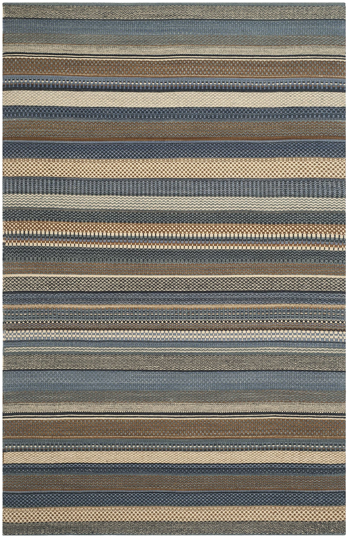 SAFAVIEH Kilim Collection Accent Rug - 4' x 6', Blue, Handmade Flat Weave Wool, Ideal for High Traffic Areas in Entryway, Living Room, Bedroom (KLM951A)