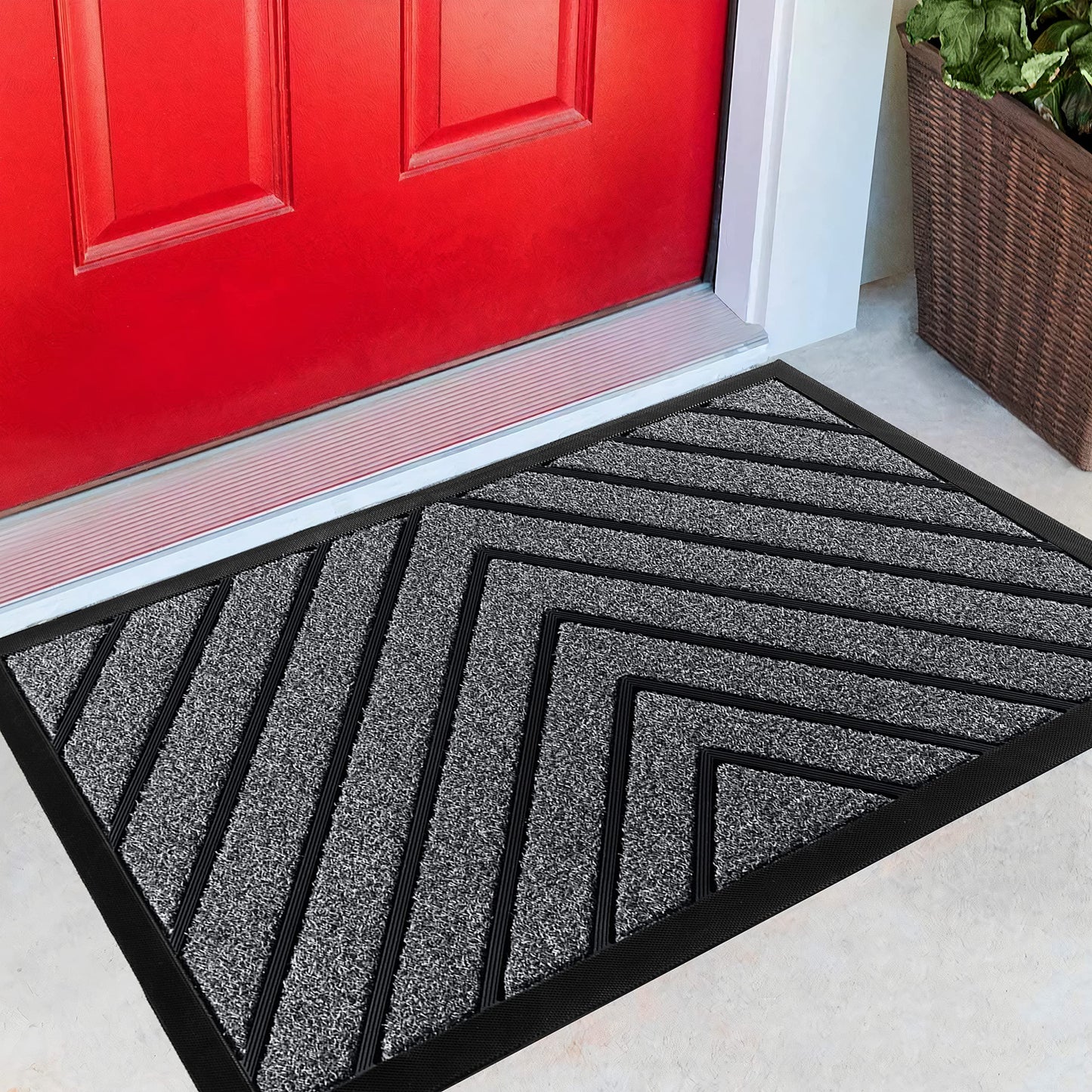 ubdyo Extra Durable Doormat - Efficient Dirt Trapping Door Mat - Ideal for Entryway - No-Slip, Washable Front Entrance Mat - 30'' x 17'' - Dark Grey