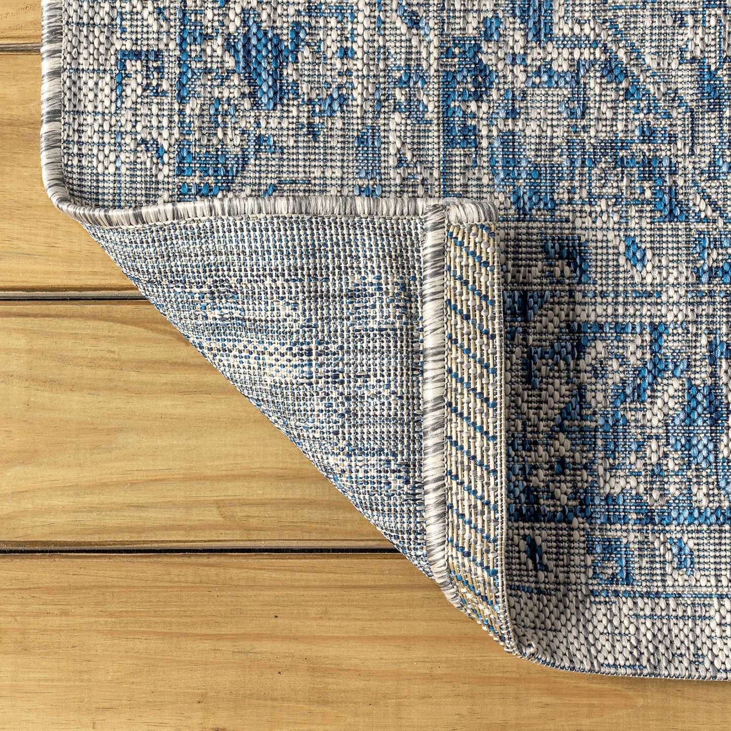 JONATHAN Y Boho Medallion Indoor Outdoor Area Rug 8X10 Gray/Navy, Rozetta Textured Weave for Backyard, Patio, Porch, Easy-Cleaning, High Traffic, Pet-Friendly, Non-Shedding (SMB102B-8)