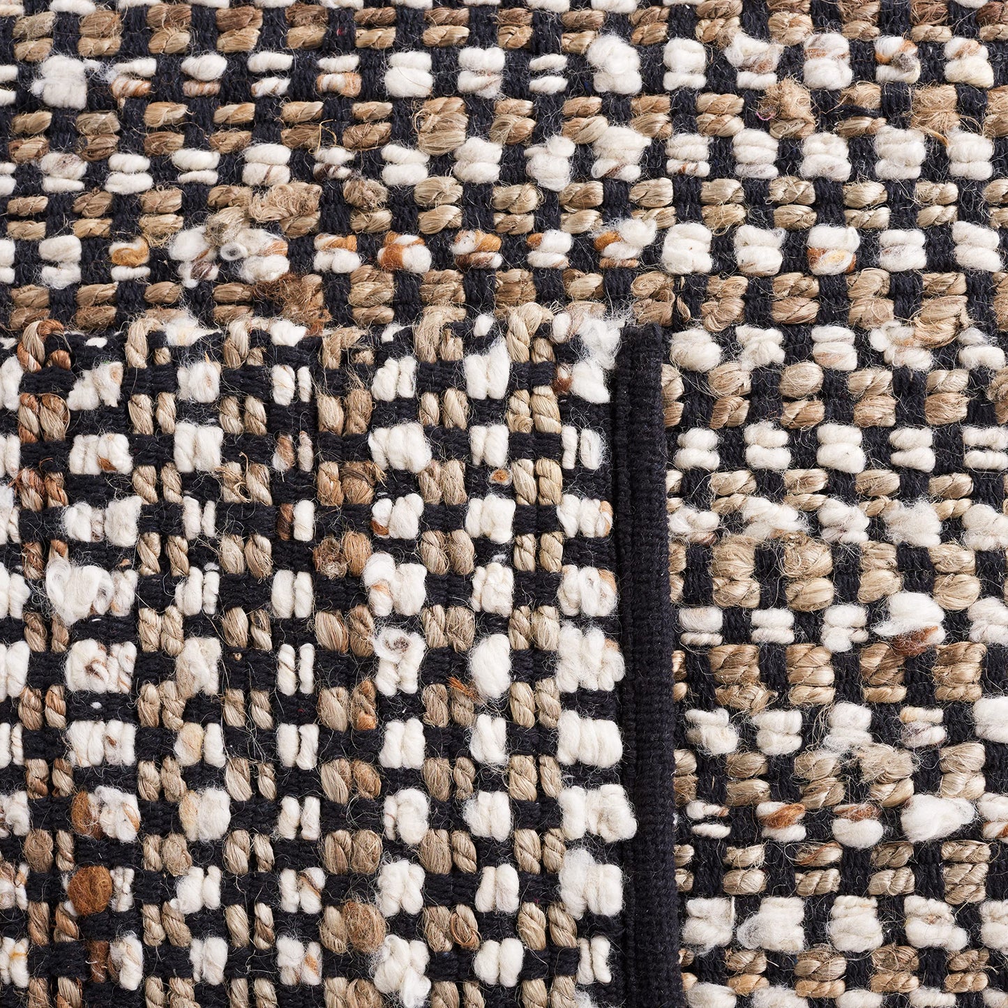 SAFAVIEH Natura Collection Area Rug - 6' Square, Black & Ivory, Handmade Flat Weave Wool & Jute, Ideal for High Traffic Areas in Living Room, Bedroom (NAT349Z)