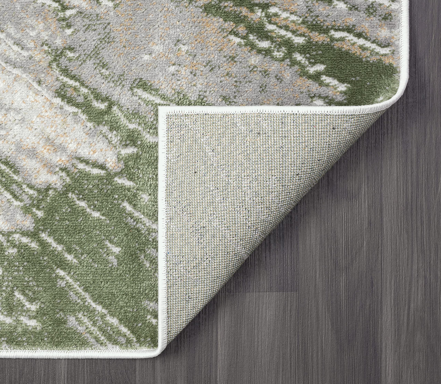 Abani Atlas 4'x6' Green/Grey Area Rug, Abstract Splash - Durable Non-Shedding - Easy to Clean