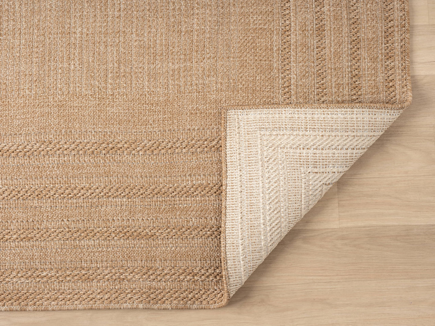 RUGGERRUGS Berry Easy Jute Indoor Outdoor Rug, 5x7 Neutral Bordered Jute Look, Weather Resistant, Easy Care, Lightweight Outdoor Farmhouse Carpet for Patio, Porch, Living Room (5' x 7', Natural)