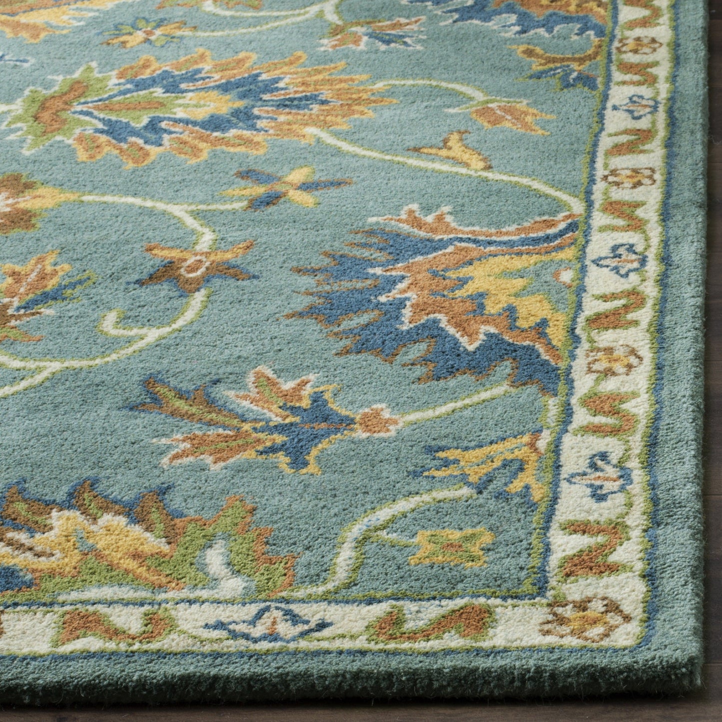 SAFAVIEH Area Rug 8x10 - Heritage Collection - Large - Light Blue, Handmade Wool, Traditional Oriental Design, Ideal for Living Room, Bedroom, Office, Dining Space (HG651A)