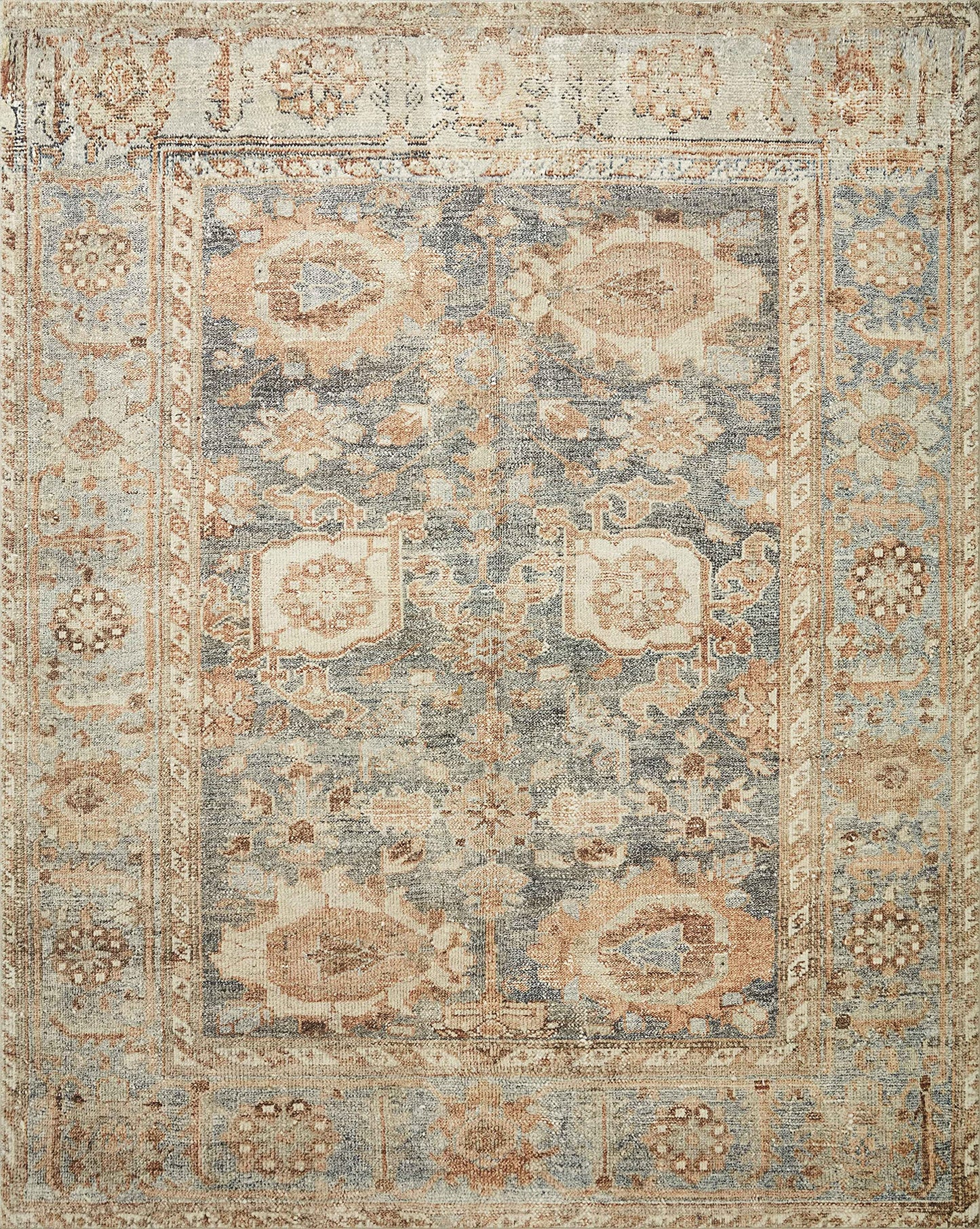 Loloi Margot Collection MAT-03 Ocean/Spice 7'-6" x 9'-6" Area Rug feat. CloudPile, No-Shed Easy Clean Large Patterned Area Rug for Living Room, Bedroom, Dining Area