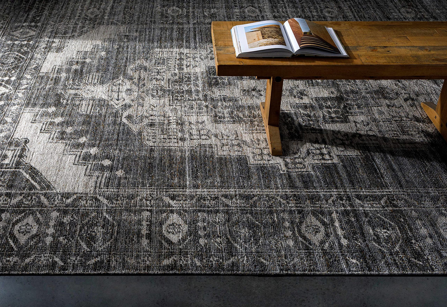 Hauteloom Rona Recycled Material Living Room, Bedroom Area Rug - Traditional - Gray, Black, Ivory - 2' x 3'