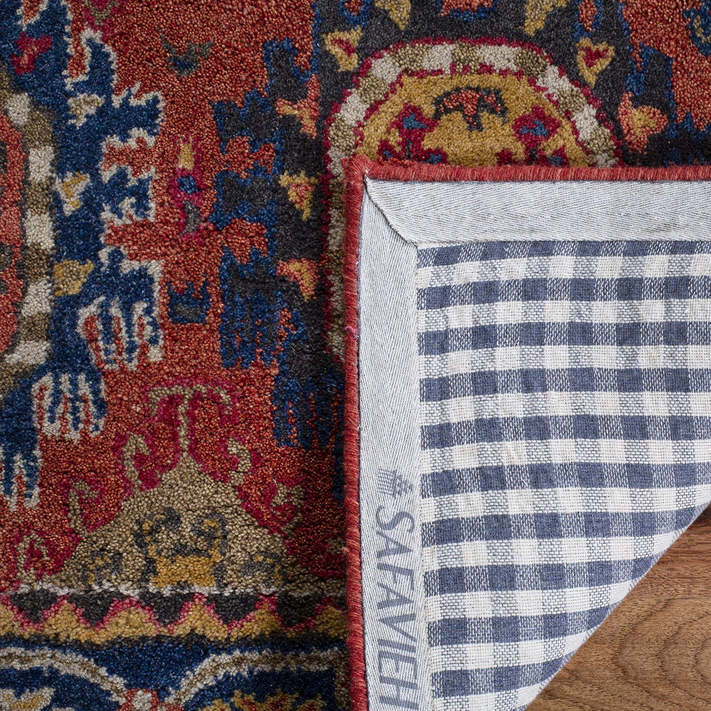 SAFAVIEH Heritage Collection 3' x 5' Rust / Navy HG427P Handmade Traditional Oriental Premium Wool Area Rug