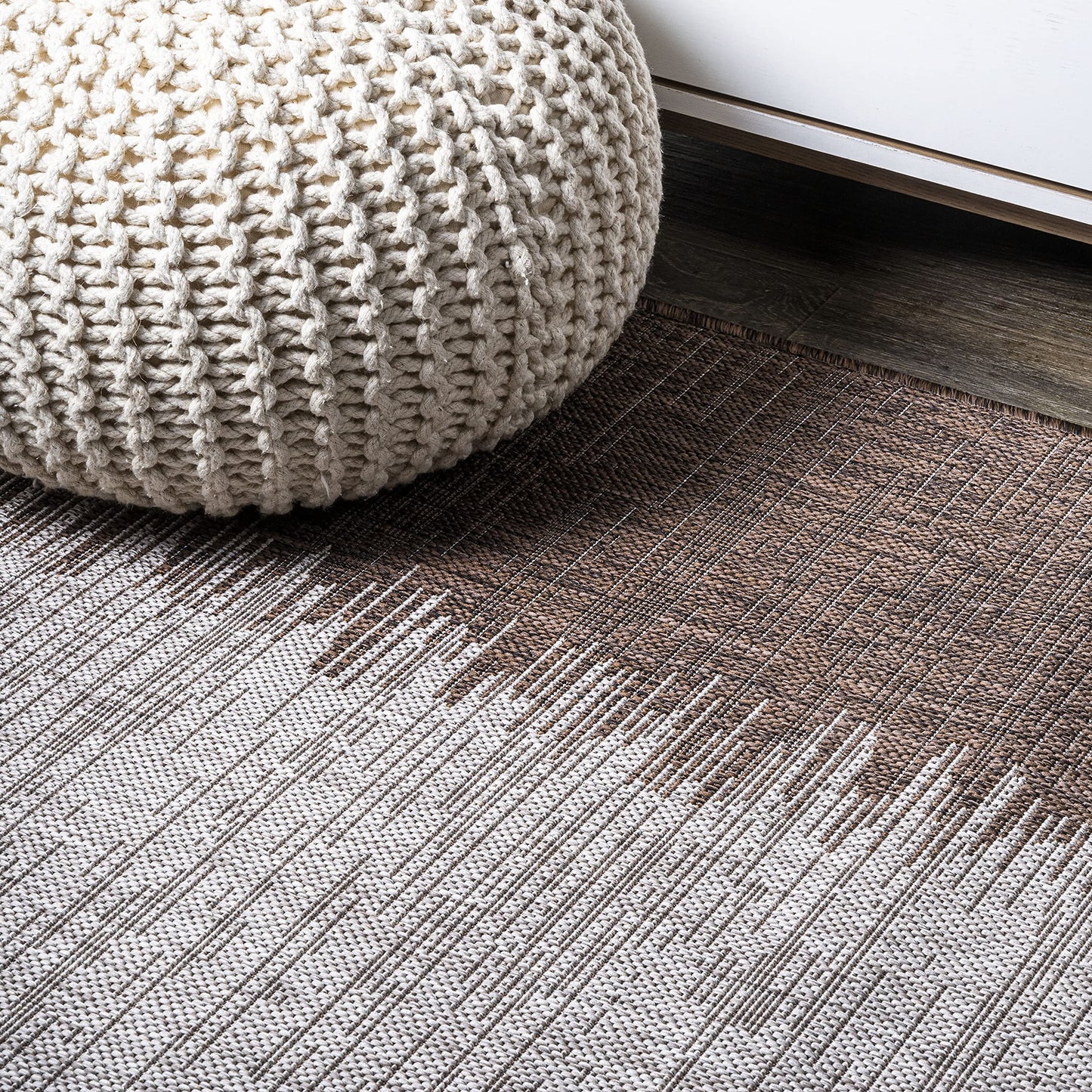 JONATHAN Y Modern Strie' Indoor Outdoor Runner Rug 2X10 Brown/Beige, Tavira for Backyard, Patio, Porch, Easy-Cleaning, High Traffic, Pet-Friendly, Non-Shedding (SMB113B-210)